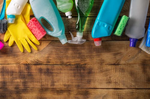 How do I organize my bathroom cleaning supplies